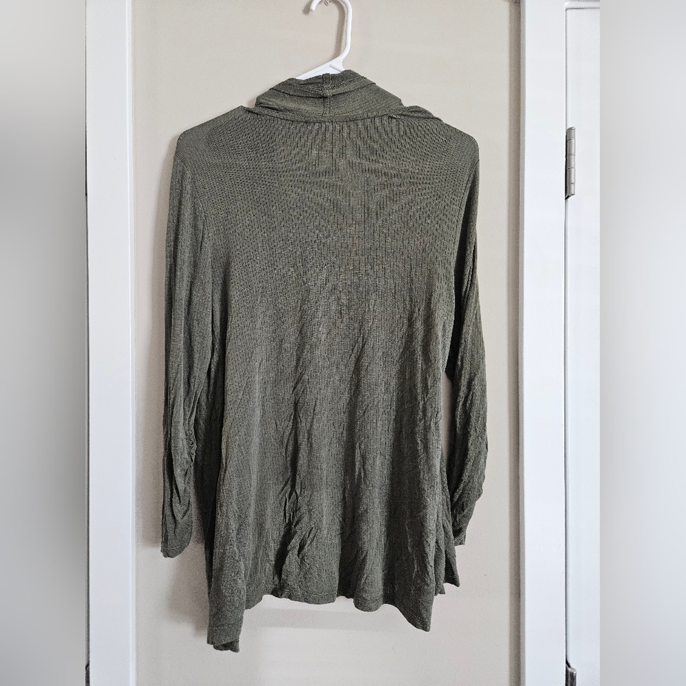 Apt 9 army green dark soft thin office cardigan small lounge comfort long top - Picture 5 of 5